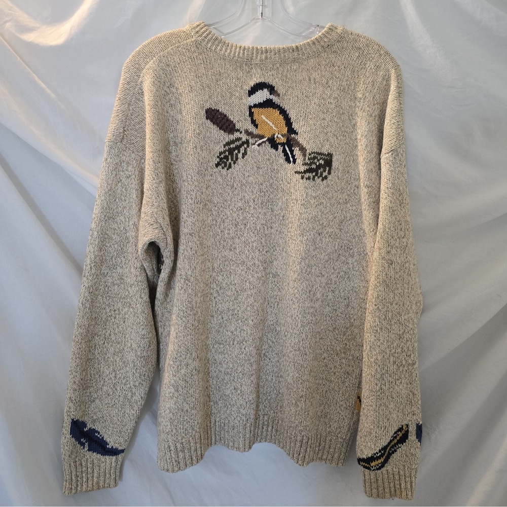Vtg 90s Northern Treasures Winter Bird House Knit Cardigan Sweater Sz M - Picture 10 of 14